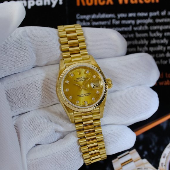 Rolex Datejust 18K Gold Factory Diamond Dial 26mm - Picture 13 of 14